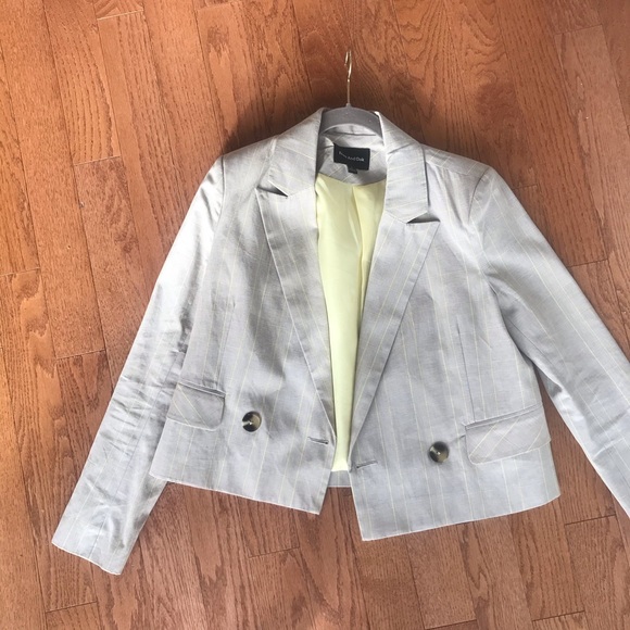 Frank & Oak 2-button grey Blazer w/ Yellow Stripe - Picture 2 of 6